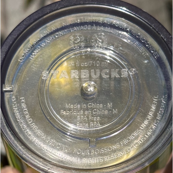 552. Rare STARBUCKS Zebra Venti 24 oz Cold Cup Tumbler Yellow Black w/ Straw - Picture 7 of 9